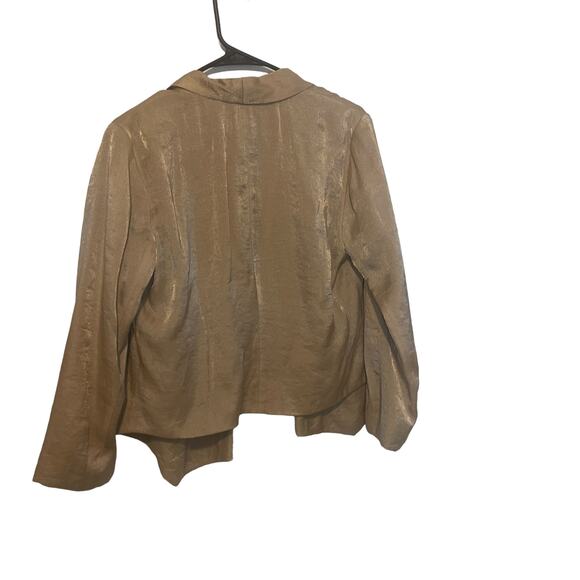 Chico's Size 1 Small Gold Metallic Open Front Viscose Cardigan Blazer - Picture 6 of 8